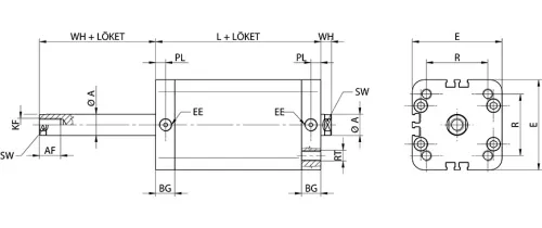Double acting cylinder | through piston rod | magnetic piston | female thread | Z-series HAFNER ZBN