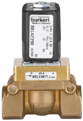 Steam solenoid valve Burkert type 5404 - Servo-assisted 2/2-way piston valve