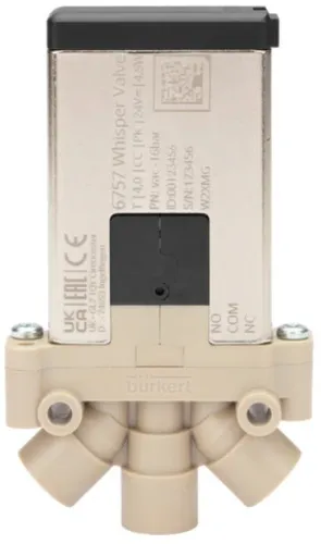Solenoid valve Burkert type 6757 - 2/2 or 3/2-way Whisper Valve with media separation
