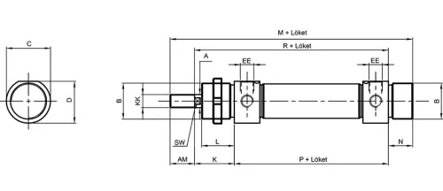 Double acting cylinder | adjustable cushioning | magnetic piston | A-series HAFNER AH