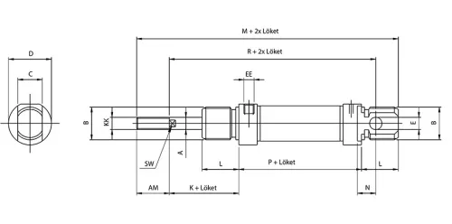 Single acting cylinder | spring pushes piston rod out | magnetic piston | R-series HAFNER REMV