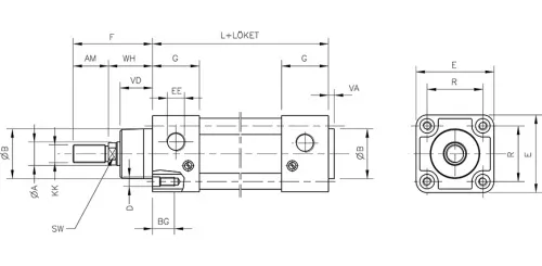 Double acting cylinder | adjustable cushioning | magnetic piston | D-series HAFNER DIL