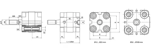 Double acting cylinder | magnetic piston | male thread | Q-series HAFNER QIF