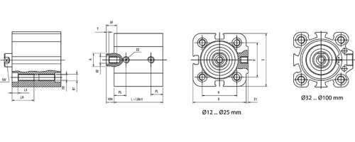 Double acting cylinder | magnetic piston | female thread | B-series HAFNER BF