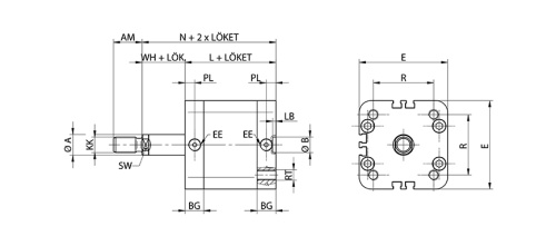 Single acting cylinder | spring pushes piston rod out | magnetic piston | male thread | Z-series HAFNER ZEFV