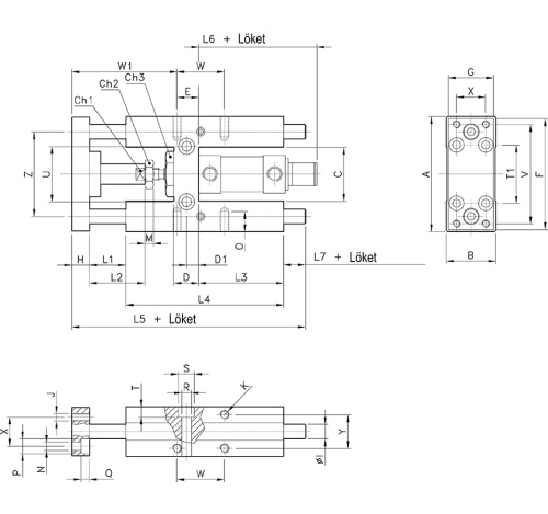 H-shaped liner guide | for cylinders ISO 6432 | with ball bearings | with longer coupling HAFNER RHGL