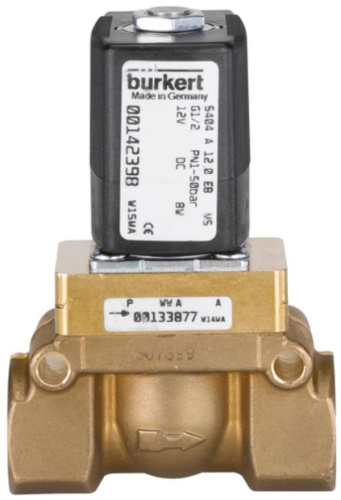 Steam solenoid valve Burkert type 5404 - Servo-assisted 2/2-way piston valve