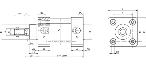 Double acting cylinder | adjustable cushioning | magnetic piston | M-series HAFNER DIM