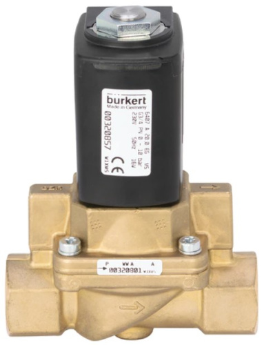 Steam solenoid valve Burkert  type 6407 - Servo-assisted 2/2-way piston valve