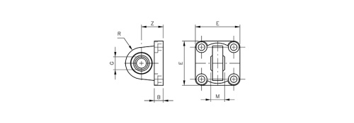 Clevis flange with spherical bearing | fits ISO-VDMA HAFNER DKL