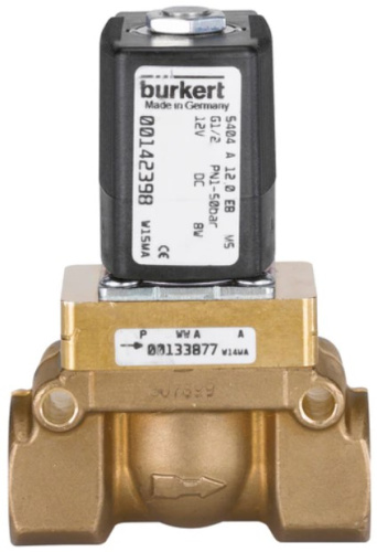 Steam solenoid valve Burkert type 5404 - Servo-assisted 2/2-way piston valve